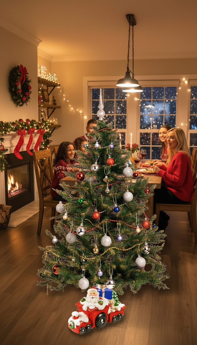 Stojak pod choinkę Pociąg z Mikołajem