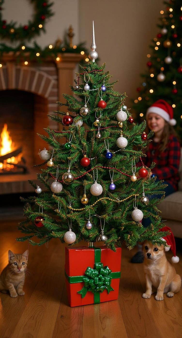 Stojak pod choinkę Ozdoba choinkowa czerwień/zieleń