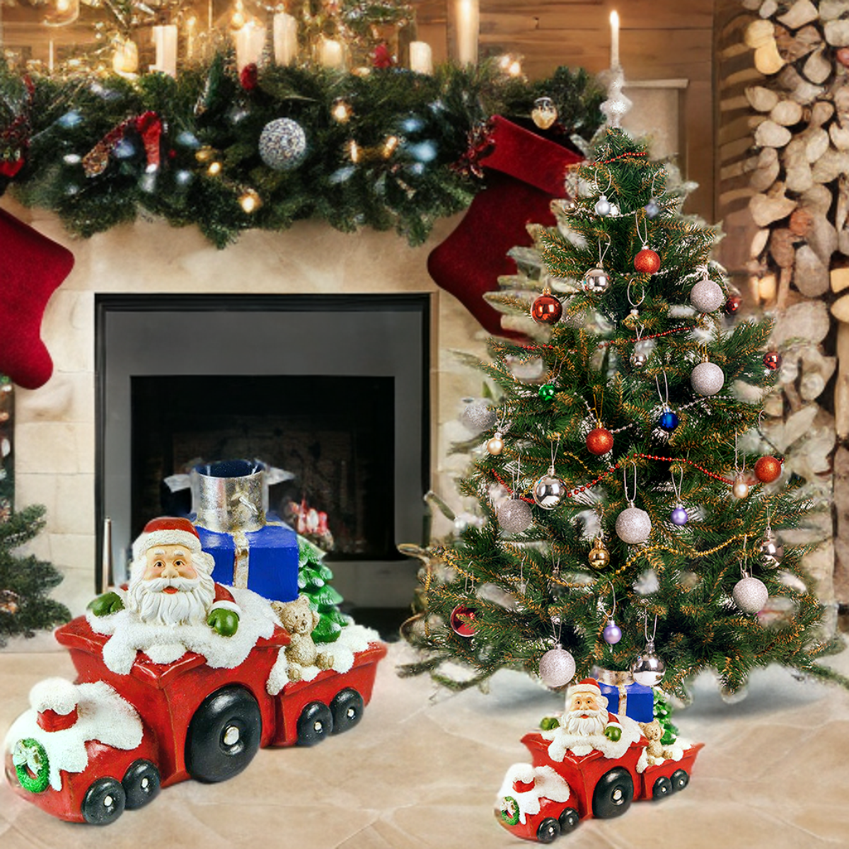 Stojak pod choinkę Pociąg z Mikołajem