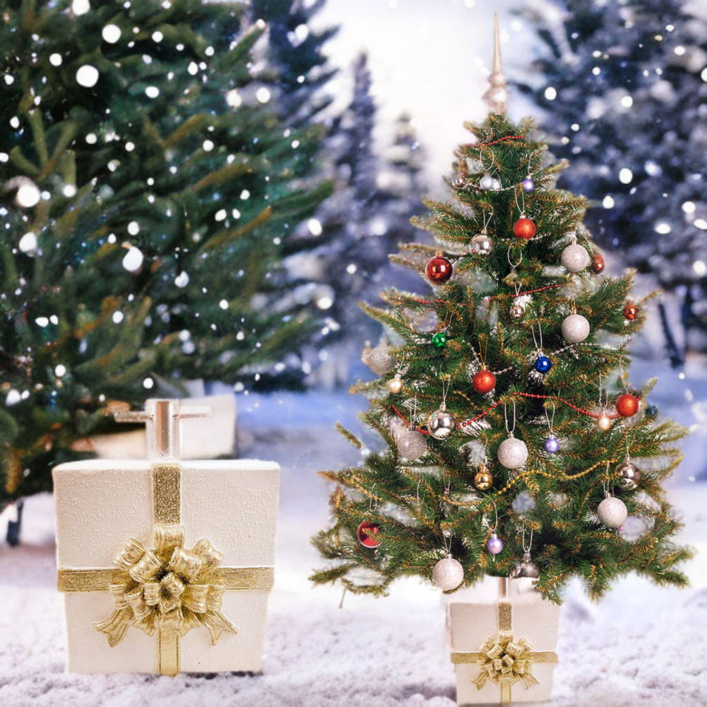 Stojak pod Choinkę - Prezent beż/złoto