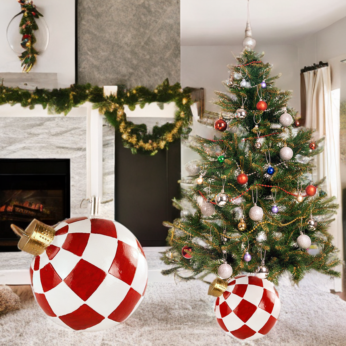 Stojak pod choinkę Ozdoba choinkowa biało-czerwona