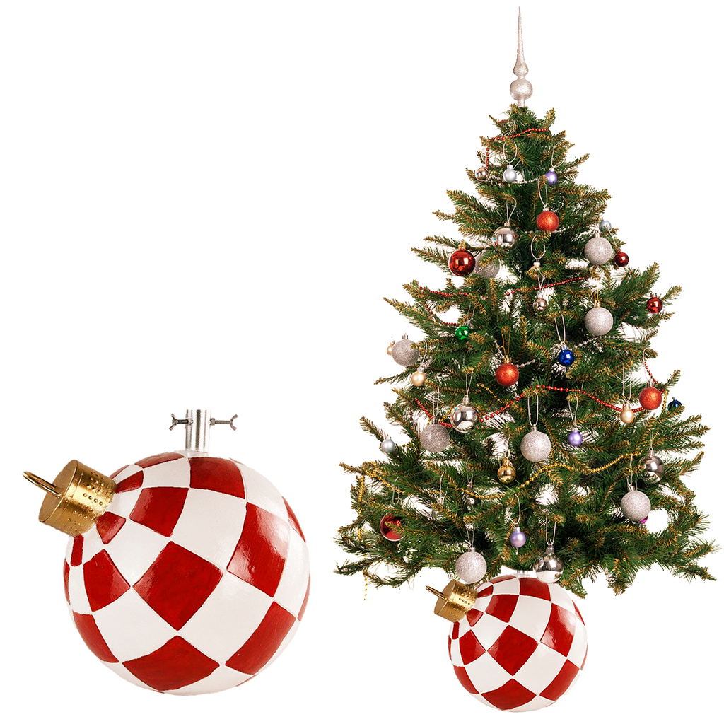 Stojak pod choinkę Ozdoba choinkowa biało-czerwona