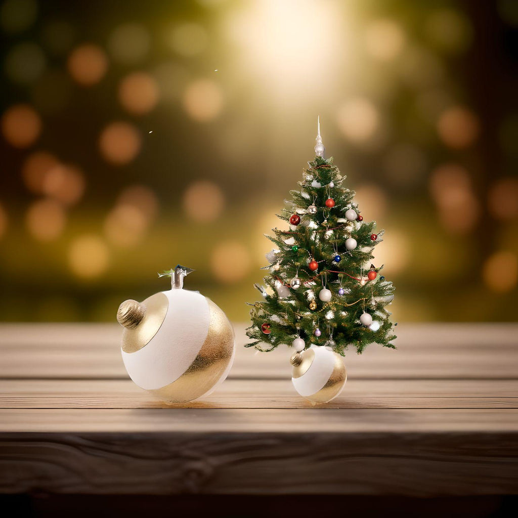 Stojak pod choinkę Ozdoba choinkowa beż/złoto